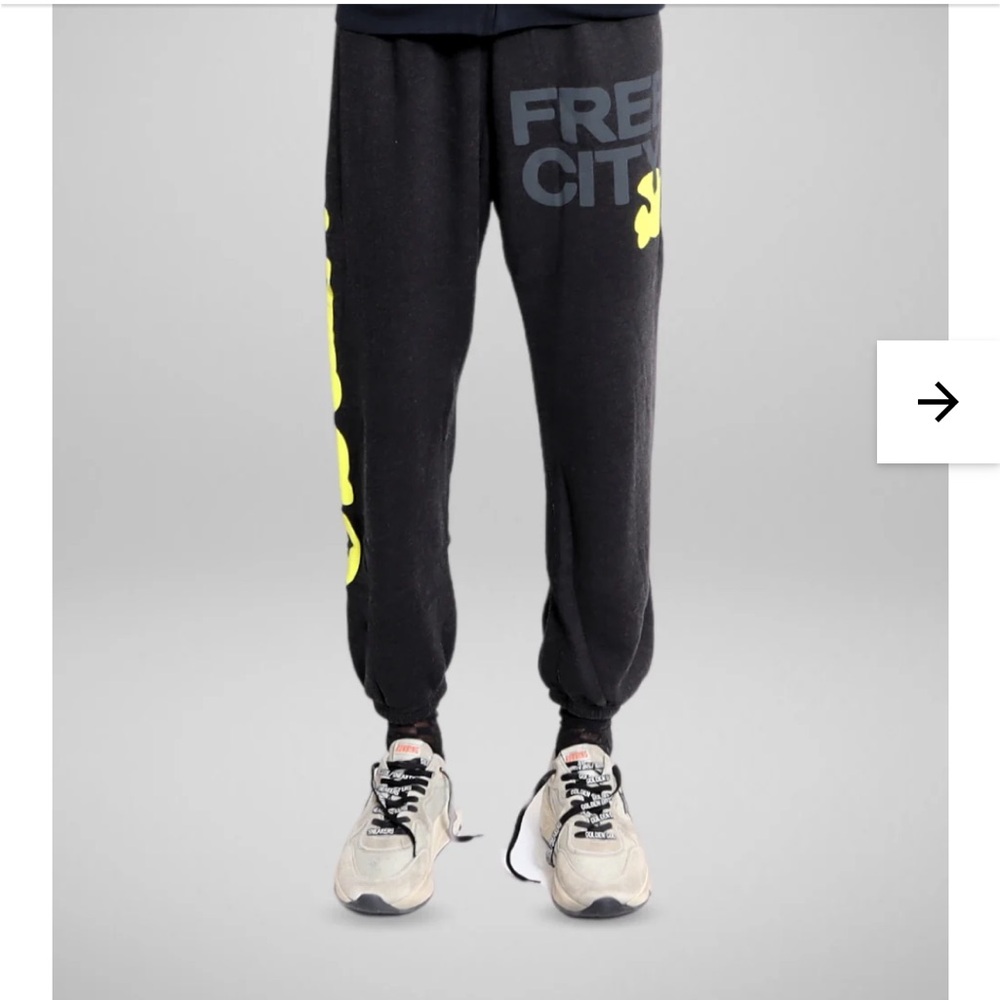 New! Free City let’s go black sweatpants size Large